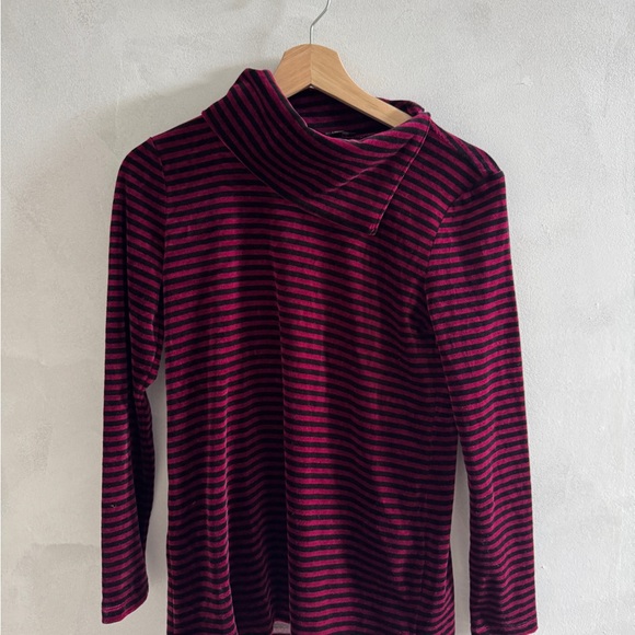 Talbots - Velour Black and Red Cowl Neck Sweater with Stripes (NWT) - Picture 1 of 7
